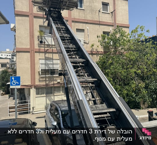 מעלית חיצונית להובלת חפצים לבניין